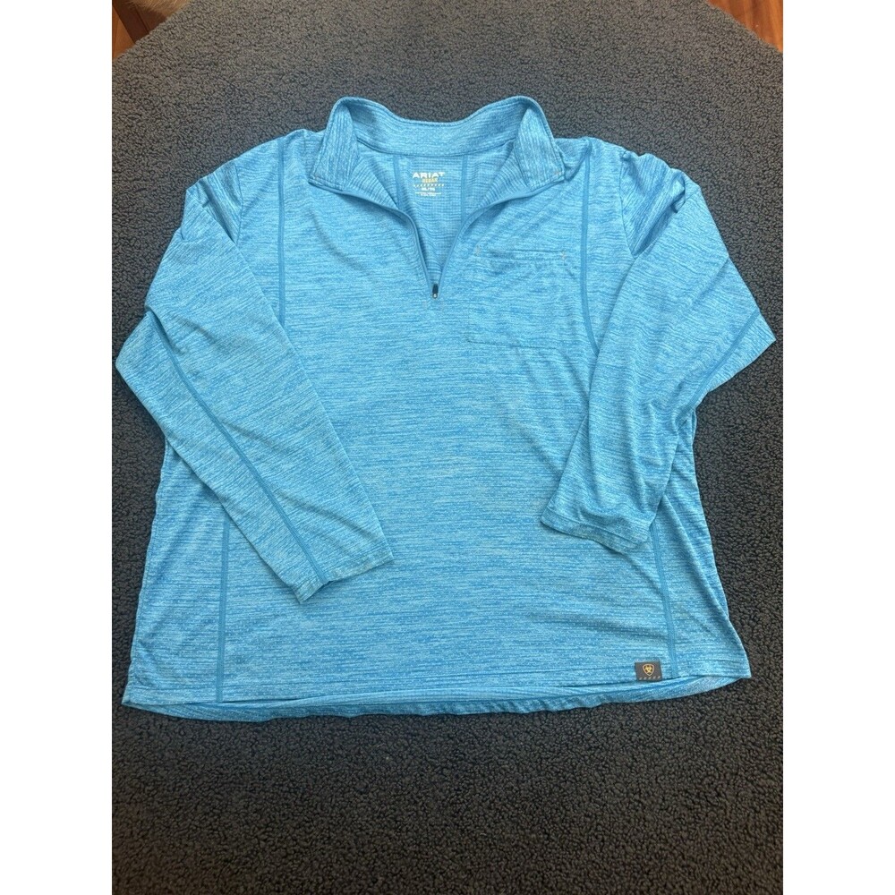 ARIAT Rebar Foundation 1/4 Zip Pullover Shirt Mens 2XL Blue Long Sleeve Stretch